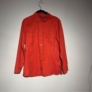 Chico’s Women’s Size 0 Red Button-Down Shirt Long Sleeve Pockets Polyester